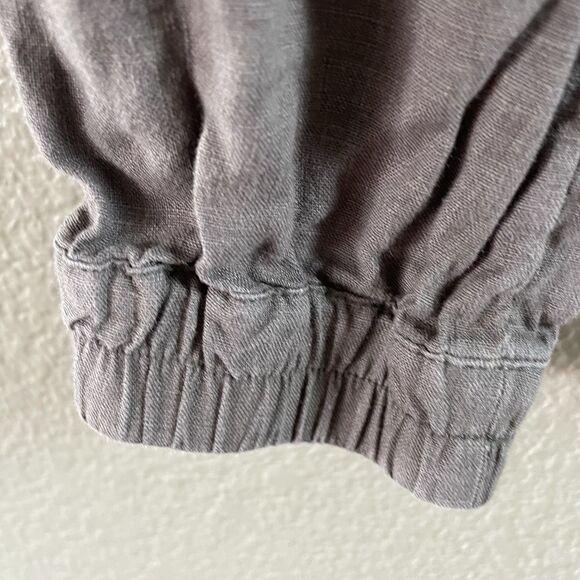 C&C Cargo Pants Womens Large Grey Linen Beach Coastal Lagenlook Pull On Jogger - Picture 3 of 10